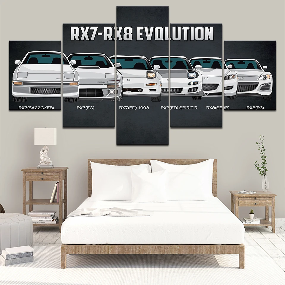 

5 Piece HD Print Large RX7 And rx8 Car Poster Modern Decorative Paintings on Canvas Wall Art for Home Decorations Decor