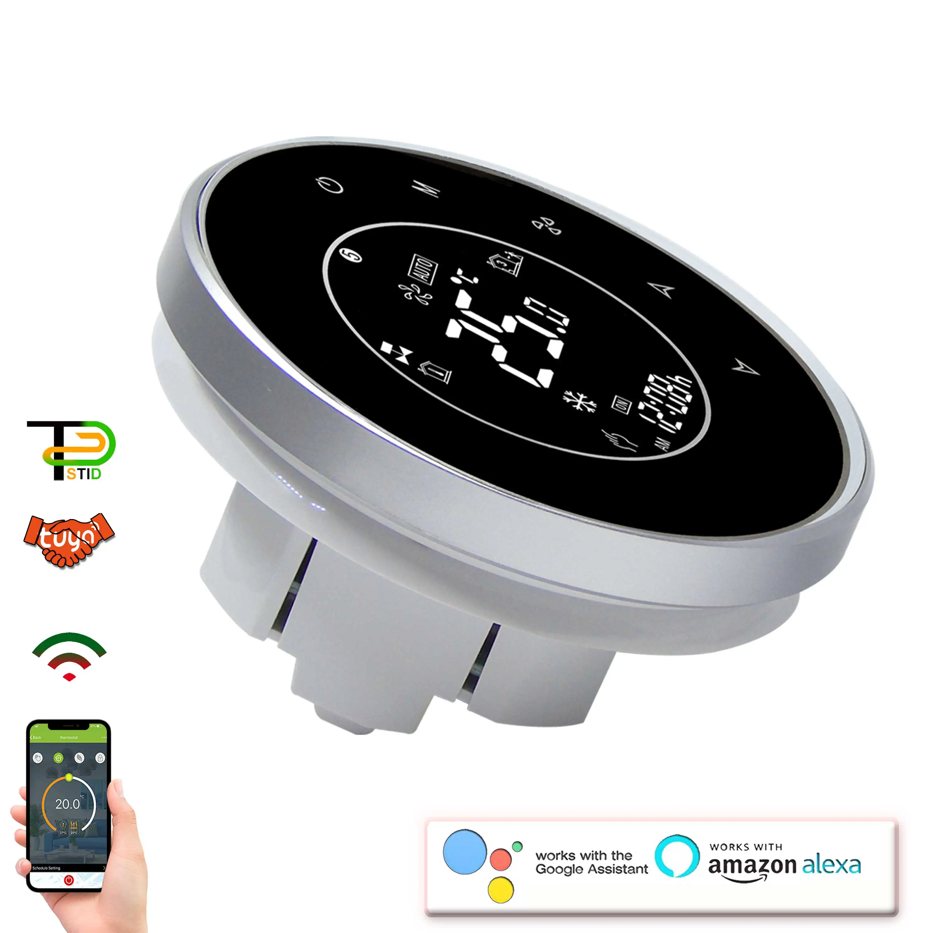24V 95-240V EU WIFI Round Thermostat Google for 4/2-Tube Fan Coil Automatic  Refrigeration and Heating - AliExpress