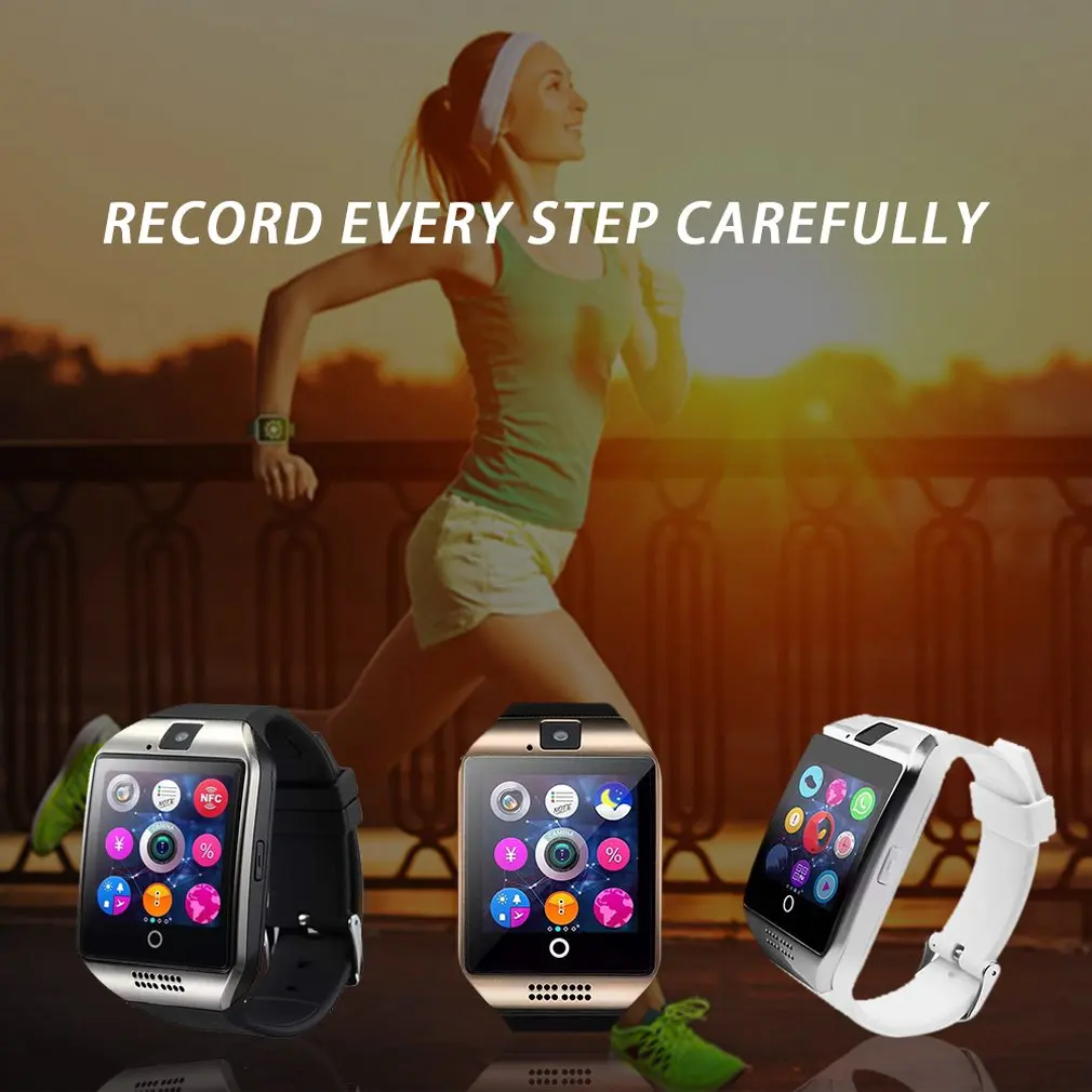Bluetooth Смарт часы Q18 с камерой Facebook Whatsapp Twitter Синхронизация SMS Smartwatch поддержка sim