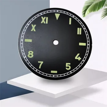 

37.5mm Black Watch Dial with Green Luminous Mark for ETA 6497-1, 6497-2, ST 3600 Series Watch Movements Repair Parts