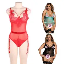 Женское кружевное белье без рукавов с v-образным вырезом и бретельками, с цветочным кружевом, с бантом и прозрачными подвязками