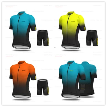 

2020 Cycling Jersey Men Short Sleeve Breathable Maillot Ropa Ciclismo MTB Sportwear Bike Clothing 19D Gel Pad Bib Shorts Set