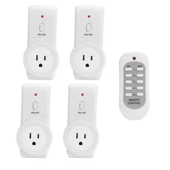 

4pcs US Plug Power Outlet LED Light Remote Controlled Switch Socket Wireless Remote Control