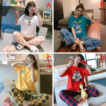 

Summer Leisure Short-sleeved Milk Silk Cartoon Home Service Suit Casual Pajamas Suit