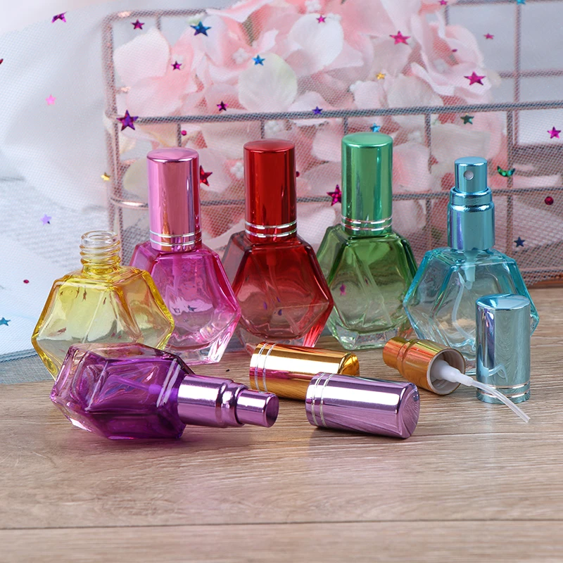 1PC 10ml Colorful Glass Perfume Bottles Spray Refillable Atomizer Portable Travel Scent Bottles Packaging Bottle Hot
