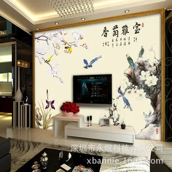 

Chinese Style Pandan Ya Bao TV Background Wall Living Room Sofa Large 3D Seamless Mural Wallpaper Wall Covering Fabric Manufactu