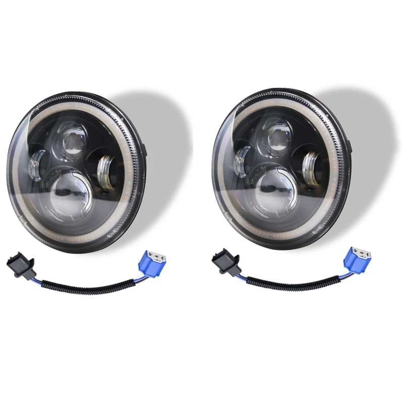 

7 Inch Round LED Headlights 140W High Low Beam Halo Angel Eyes DRL for Jeep Wrangler JK JL TJ LJ CJ Land Rover