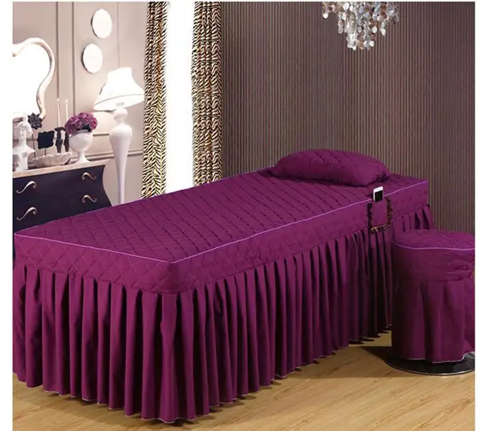 Beauty Salon 2pcs Set Bed Skirt+ Pillowcase SPA Skin-Friendly Massage Table Bed Cover Sheet Bedskirt Colchas with Hole 31 Styles