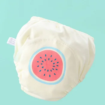 

1PC 6 Layer Baby Diaper Learning Training Pants Washable Cotton Diaper Breathable Partition Diaper (Watermelon Pattern, Size S)