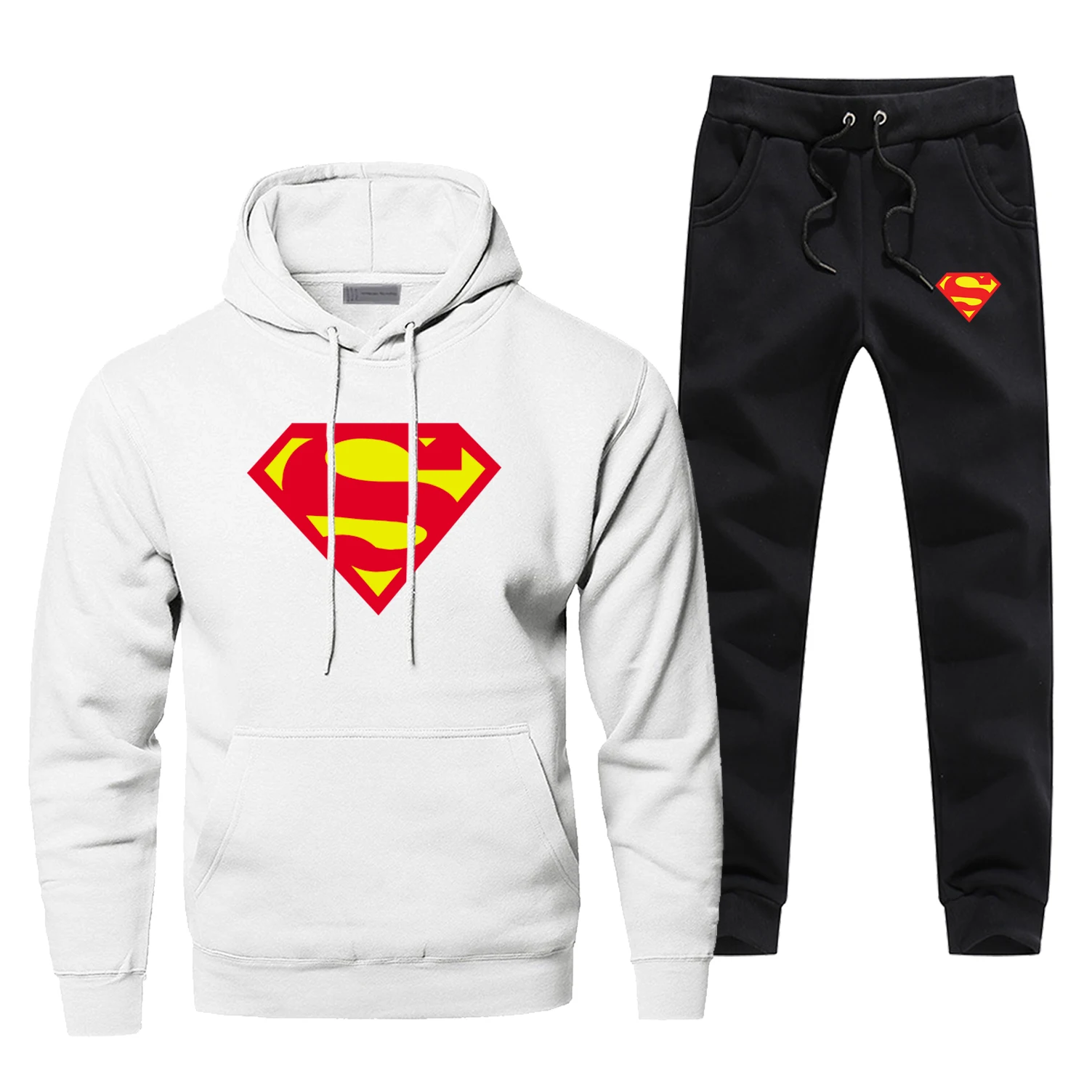Супермен Кларк Кент толстовки брюки мужские наборы спортивный костюм из двух частей Топы Брюки и футболка спортивные штаны осенние спортивные 2 шт. спортивный костюм