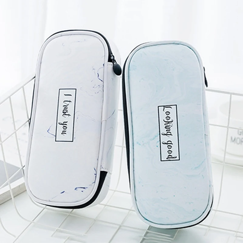 

Marble Pattern PU Pencil Cases Large Capacity Waterproof School Stationery Pencilcase Kawaii Bag Girls Pencil Case For School