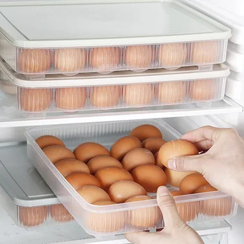 

1Pcs PP Eggs Storage Eggs Holder Food Storage Container with Cover for 24 Eggs