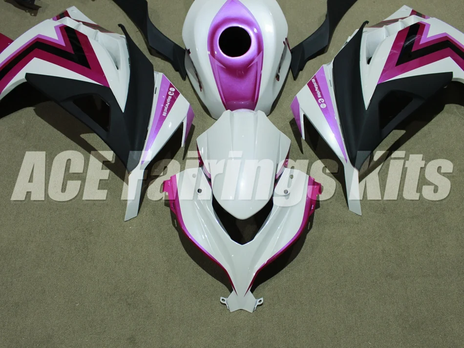 ABS полный обтекатель комплект для Kawasaki Ninja300 EX300 300R 2013 13 14 15 16 17 Обтекатели+ крышка бака розовый белый