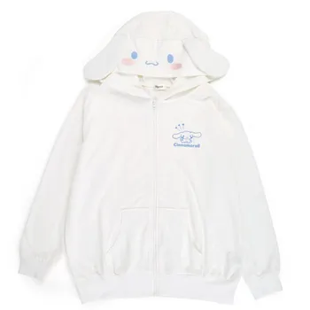 

New Harajuku Cinnamoroll Kawaii Hoodies Sweatshirt Cosplay Cartoon Cotton White Hooded Top Winter Casual Women Loose Zipper Coat