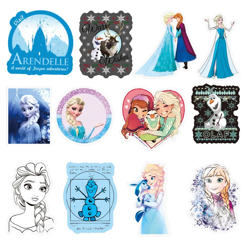 Disney Elsa Snow Whitel Princess Sticker For Kids Luggage Skateboard