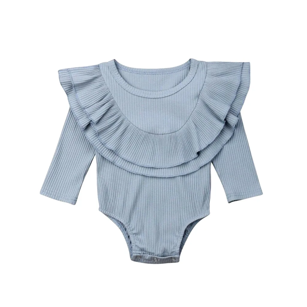 

2019 Summer New Style long Sleeved Girls Dress Baby Romper Ruffles Newborn Body Suit Baby Pajama Boys Solid Casual Rompers 86