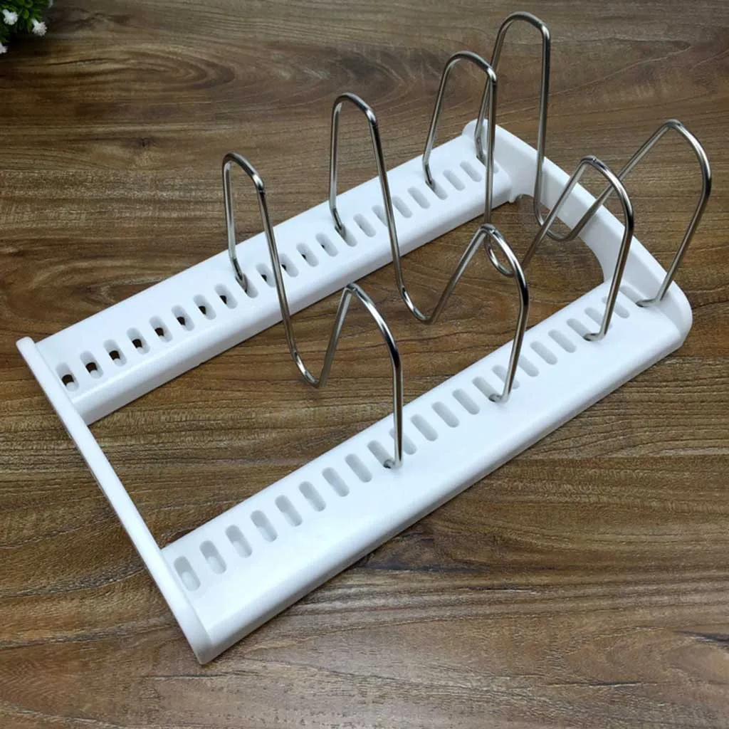 2020New Adjustable Pot Lid Rack Pan&Cutting Board Holder Stand Kitchen Organizer Dual Racks Chopping Board Shelf stainless steel