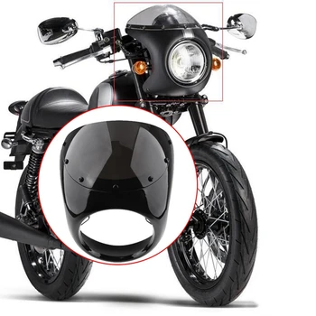 

7 in ch Motorcycle Universal Retro Headlight Fairing Windscreen Ornamental Mouldings Motorcycle Accessories for Cafe Racer Black