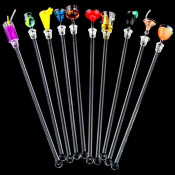 

10Pcs/Set Stir Stick Acrylic Spoon Cocktail Drink Stirrers Party Bar Supply Acrylic Art Cocktail Wine Glass Cocktail