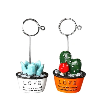 

2Pcs Office Korean Cactus Mini Bonsai Fleshy Note Folder Desktop Message Clip Card Holder Decoration Office School Supplies