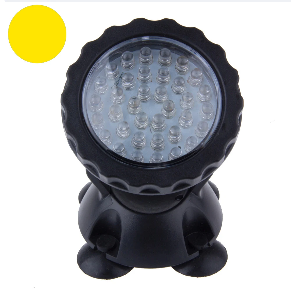 Yellow Gako 36 LED Underwater Spot Light Highly Waterproofing IP68 Tank and Aquarium Landscape Lights EU US UK SAA Plug - Цвет: Yellow