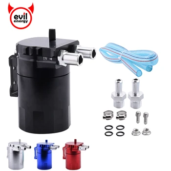 

evil energy Aluminum Oil Catch Can Reservoir Tank Universal Breather Round Fuel Tank Can Car Auto Parts