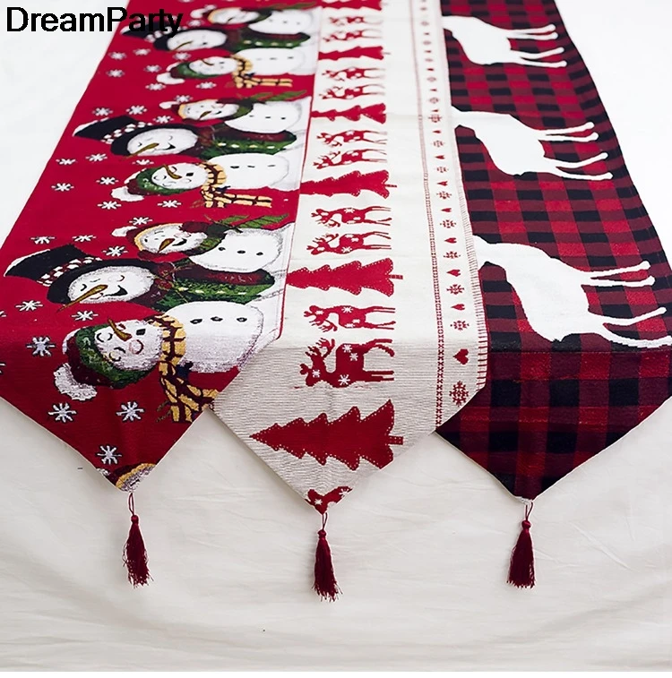 Рождественская настольная дорожка, флаг, Рождественское украшение для дома, вышитый лось, Рождественский Декор стола, Navidad, рождественские украшения, подарок