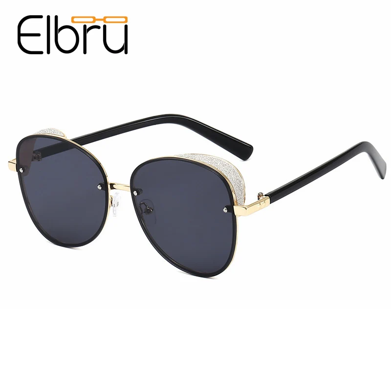 

Elbru Cat Eye Sunglasses Resin Lens Metal Frame Thick-Rimmed Sun Glasses Men Women Unisex Shade Mirror UV400 Glasses
