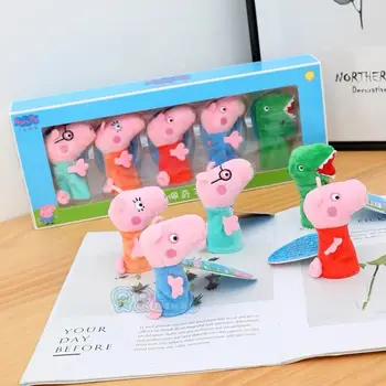 

5PCS Genuine Peppa Pig Cute Cartoon George Dinosaur Animal Finger Puppet Plush Toy Child Baby Favor Doll Boy Girl Finger Puppets