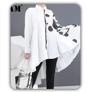 [EAM] High Elastic Waist Black Denim Split Harem Trousers New Loose Fit Pants Women Fashion Tide Spring Autumn 2020 1DA131