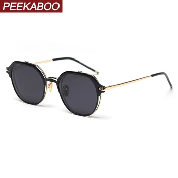 

Peekaboo punk men flip up sunglasses women retro metal frame 2020 uv400 polarized sun glasses optical driving gold black summer