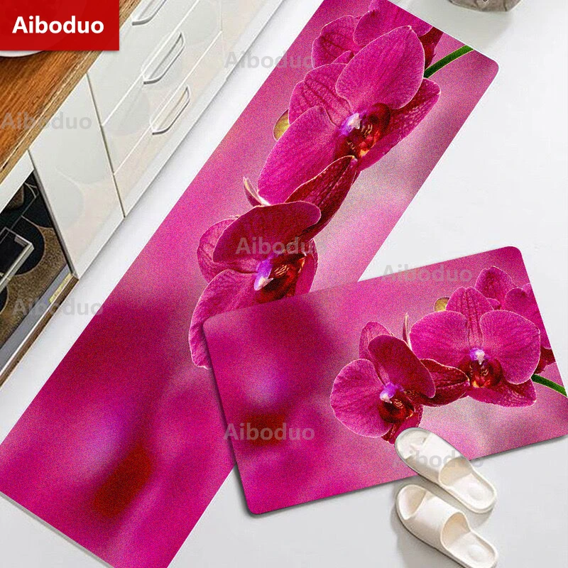 

Flower Multisize Waterproof Oilproof Kitchen Mat Antislip Bath Mat Soft Bedroom Floor Mat Living Room Carpet Doormat Kitchen Rug