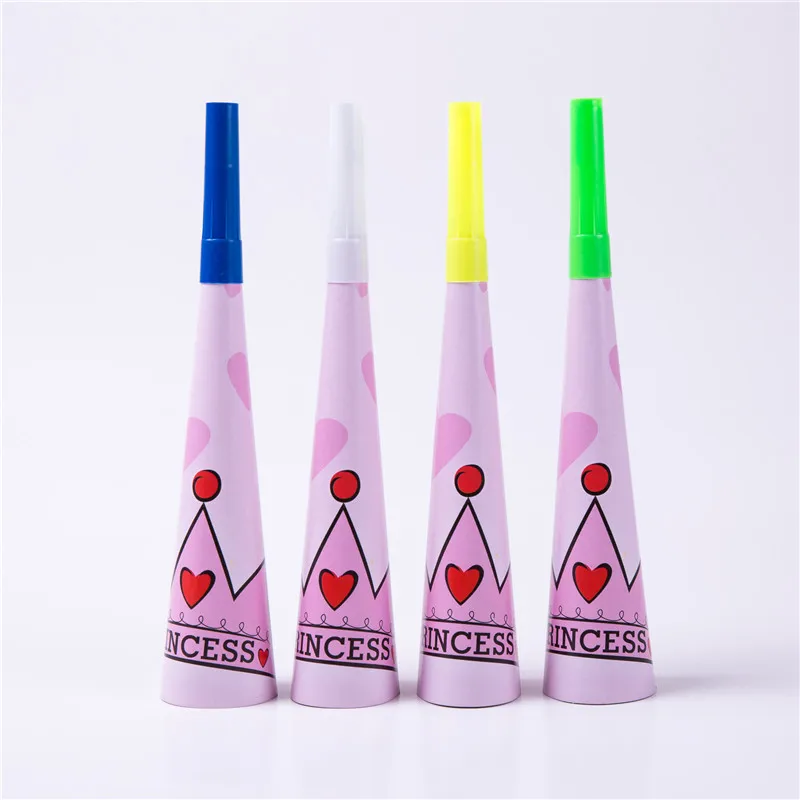 Horn(6pcs) Розовая корона для принцессы, вечерние принадлежности для девочек, одноразовая посуда на день рождения, бумажный стаканчик, бумажные тарелки, салфетки, баннеры, детский душ - Цвет: Horn(6pcs)
