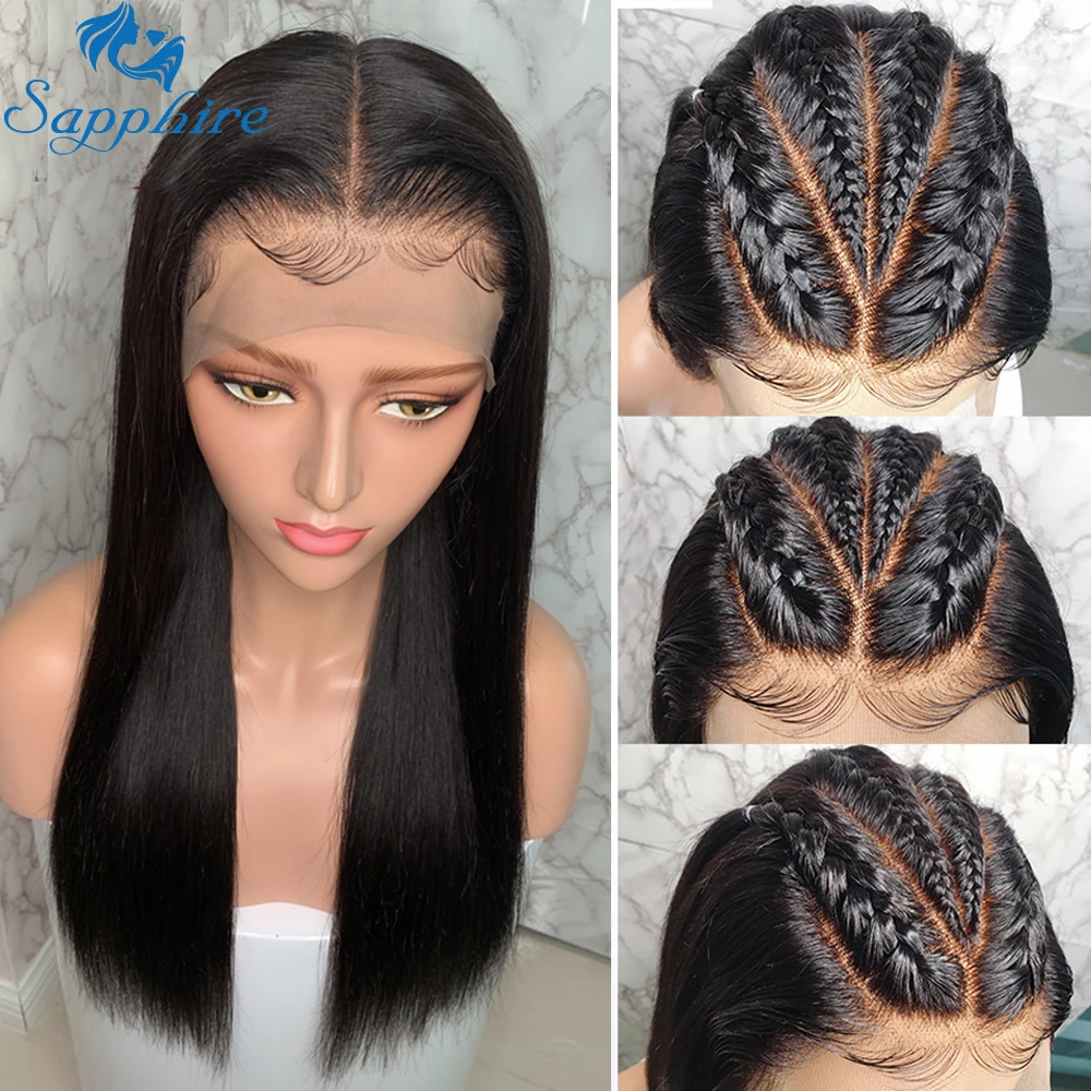 Sapphire Straight Peruvian Pre Plucked Full Lace Human Hair Wigs Glueless Full Lace Wigs Natural Full Lace Wig With Baby Hair