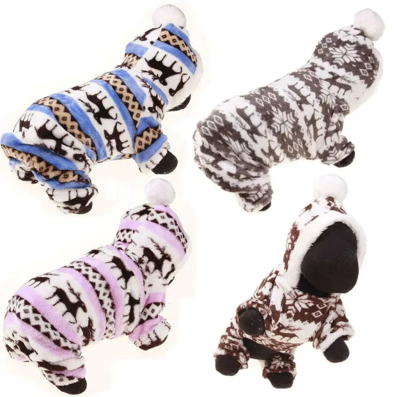 Pet Clothes Dog Pajama Cute Soft Puppy Teddy Coral Velvet Animal Pattern Jumpsuit Winter Warm Size S-XXL | Дом и сад