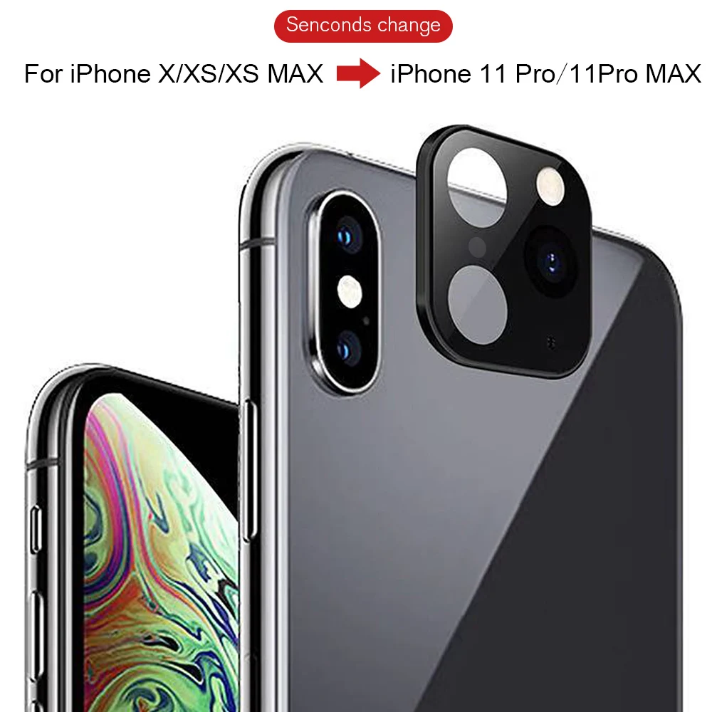 

Back Camera Lens Seconds Change Cover For iPhone X XS MAX Fake Camera Modified Metal Sticker For iPhone 11 Pro Max Alloy Case