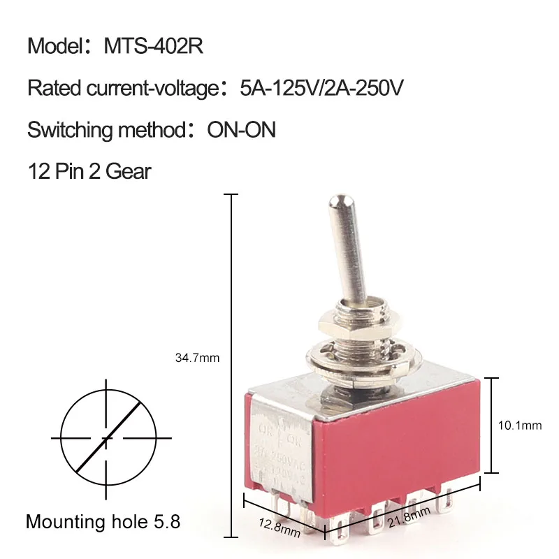 937R/5# 5PCS INTERRUPTEUR à Levier 2 Circuits 3 Positions MTS-203 Toggle Switch EUR 6,95 - FR - Foto 9