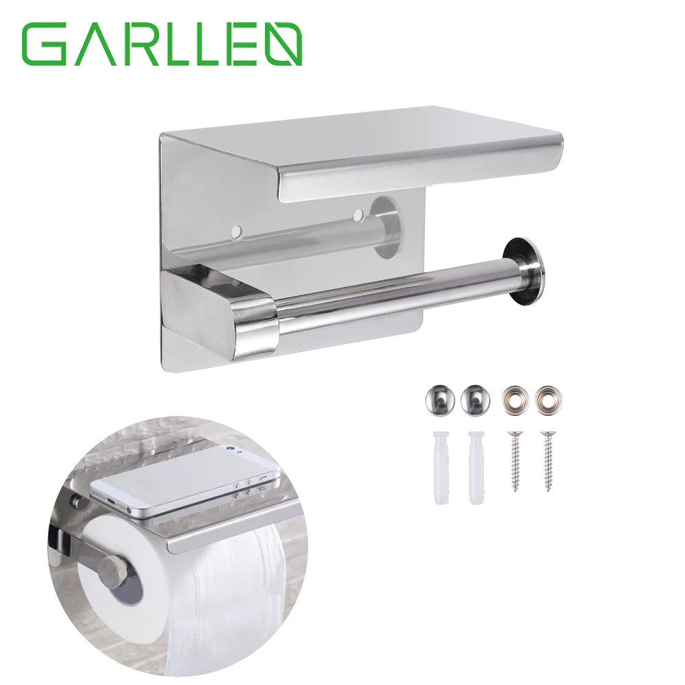 

GARLLEN Heavy Duty 304 Stainless Steel Toilet Paper Roll Holder Storage Hanger Cover Shelf for Bedrooms Bathroom Kitchen