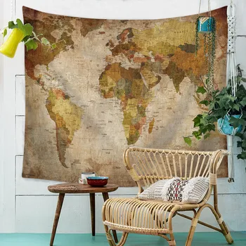 

Vintage World Map Wall Tapestry Historical Art Print Map Tapestry Hanging for Bedroom Decor