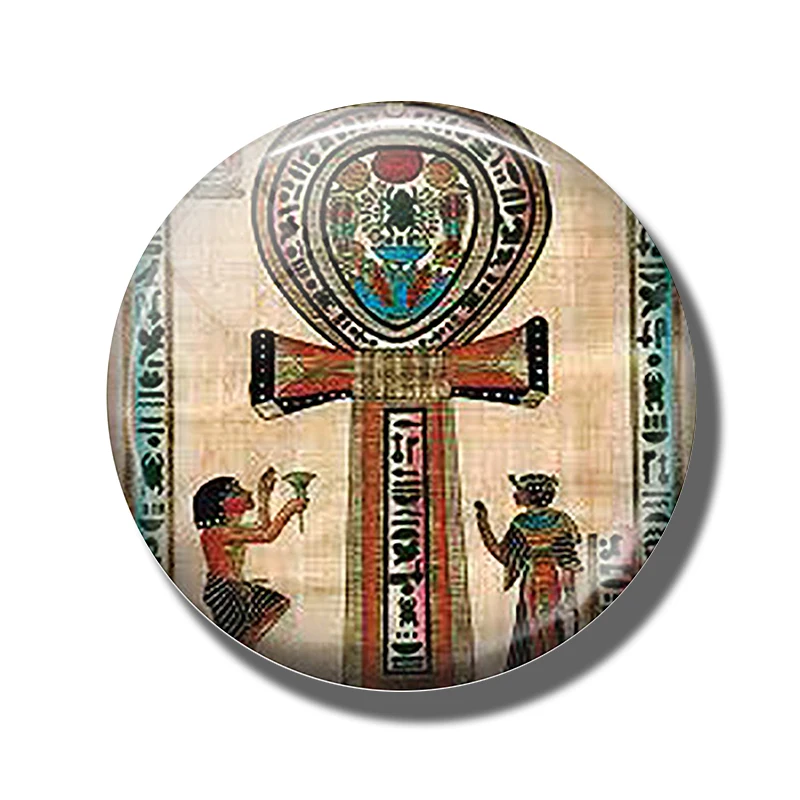 50 мм Древний Египет магниты на холодильник стекло Scarab Isis Anubis Cleopatra Scarab Египетский крест магнитные наклейки на холодильник Декор - Цвет: AS SHOW