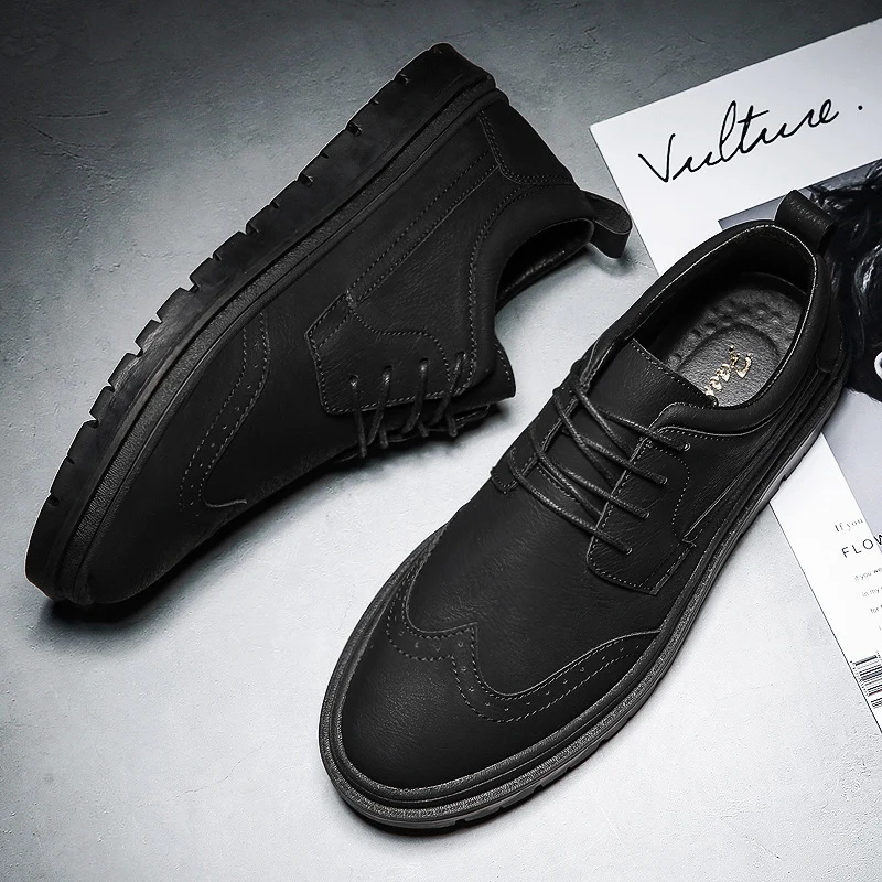 men classical leather casual shoes italian designer dress work male footwear elegant moccasins homme trend brogue shoes for men (28)