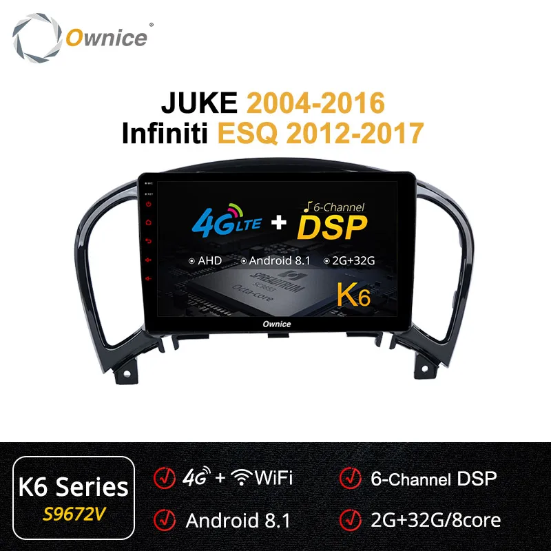 Ownice Android 9,0 360 Panorama автомобильный dvd-плеер gps k3 k5 k6 для NISSAN JUKE 2004- автомобильный радиоприемник с навигацией gps 4G LTE SPDIF - Цвет: S9672 K6