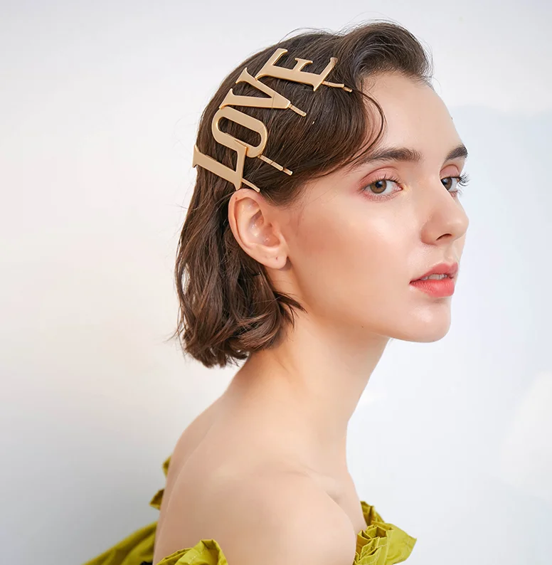 trend LOVE Letter word folder hairpin Unusual hair clip accessories for women fashion jewelry