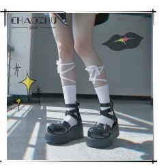 CHAOZHU  Japanese Korea High School Girls High Socks Loose Solid Colors Double Needles Knitting Cotton Long Socks Women
