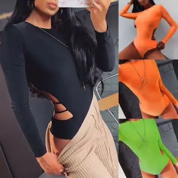 

Women Bodysuit Leotard Blouse Jumpsuit Romper Playsuit Clubwear Long Sleeve Hot