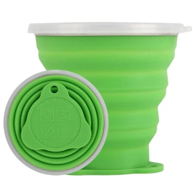 270mL Foldable Silicone Cup Outdoor Retractable Ultra-thin Drinking Mug - Цвет: Зеленый