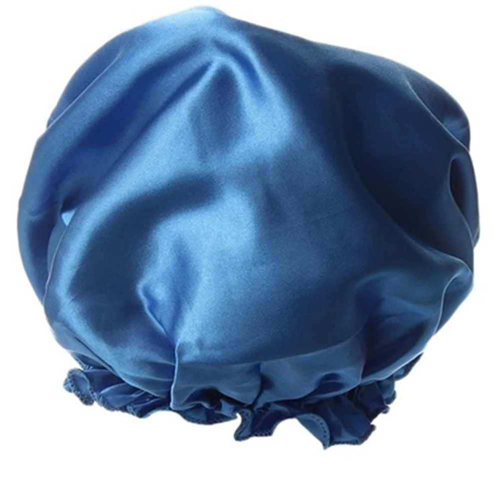 Горячая Женская эластичная атласная кружевная Однотонная ночная шапочка для сна химиотерапия Уход за волосами шапочка