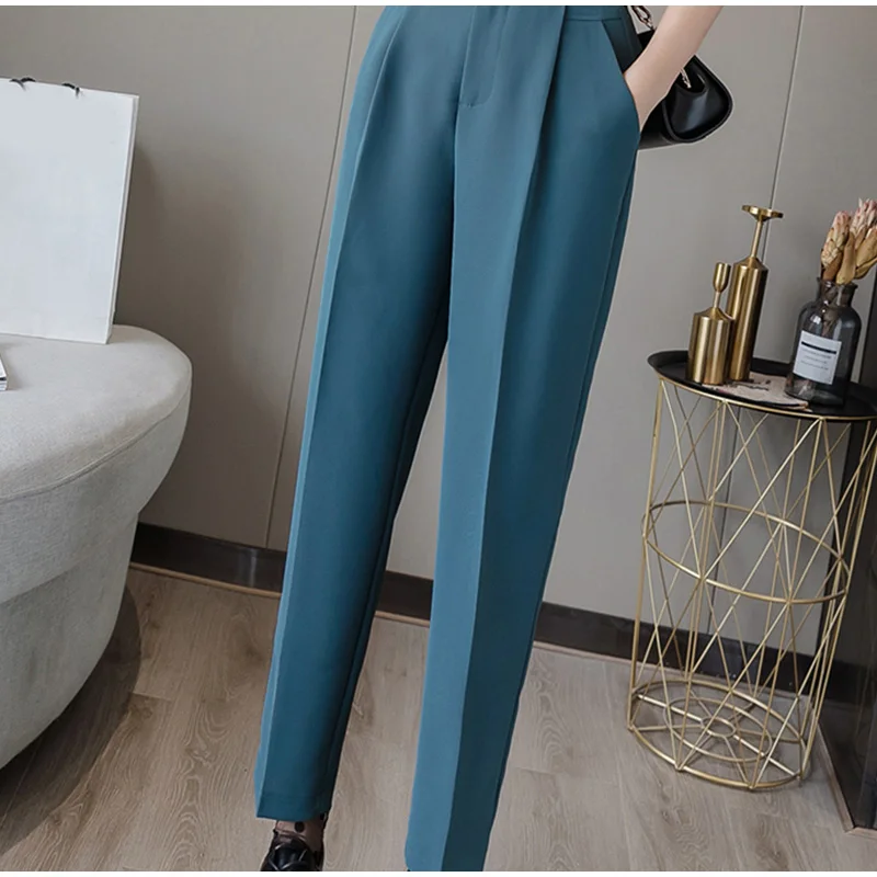Осень-зима женские брюки с высокой талией свободные Формальные элегантные офисные женские брюки в Корейском стиле до щиколотки женские брюки новые женские брюки