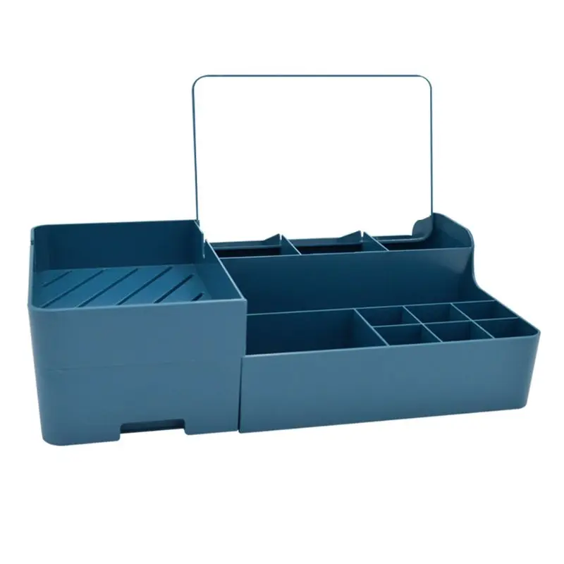 Makeup Organizer with Mirror for Cosmetic Capacity Storage Box Desktop Sundry Multilayer Drawer Container