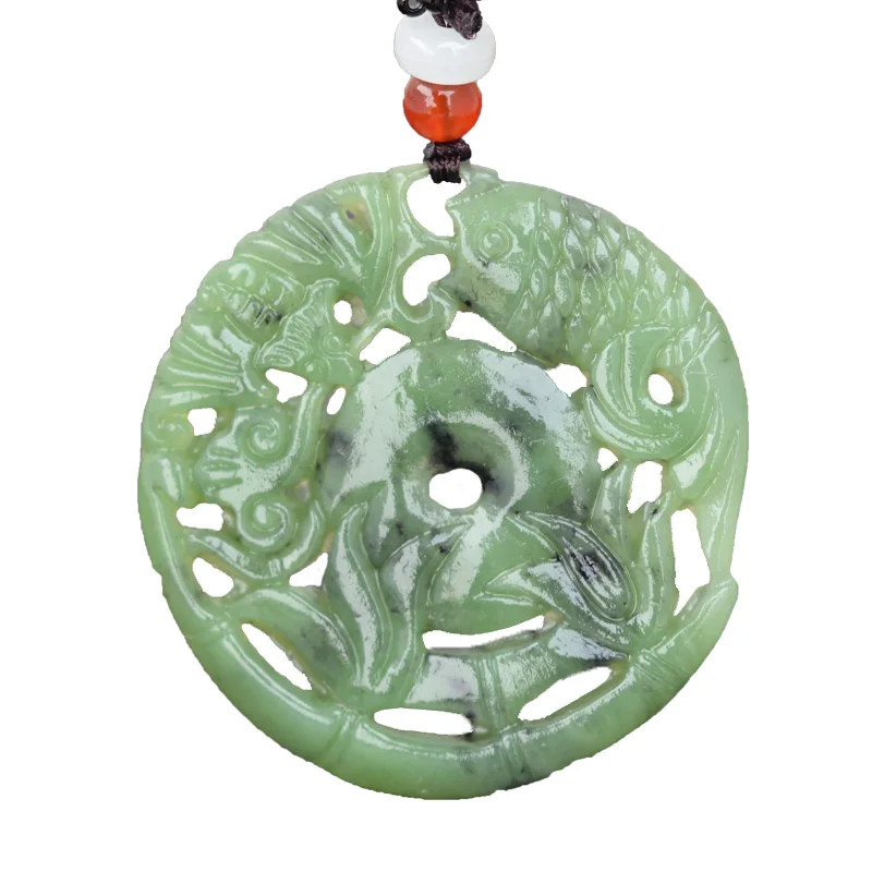 Женское Ожерелье из Нефритовой яшмы кулон с вырезами рыба и свитер пряжкой